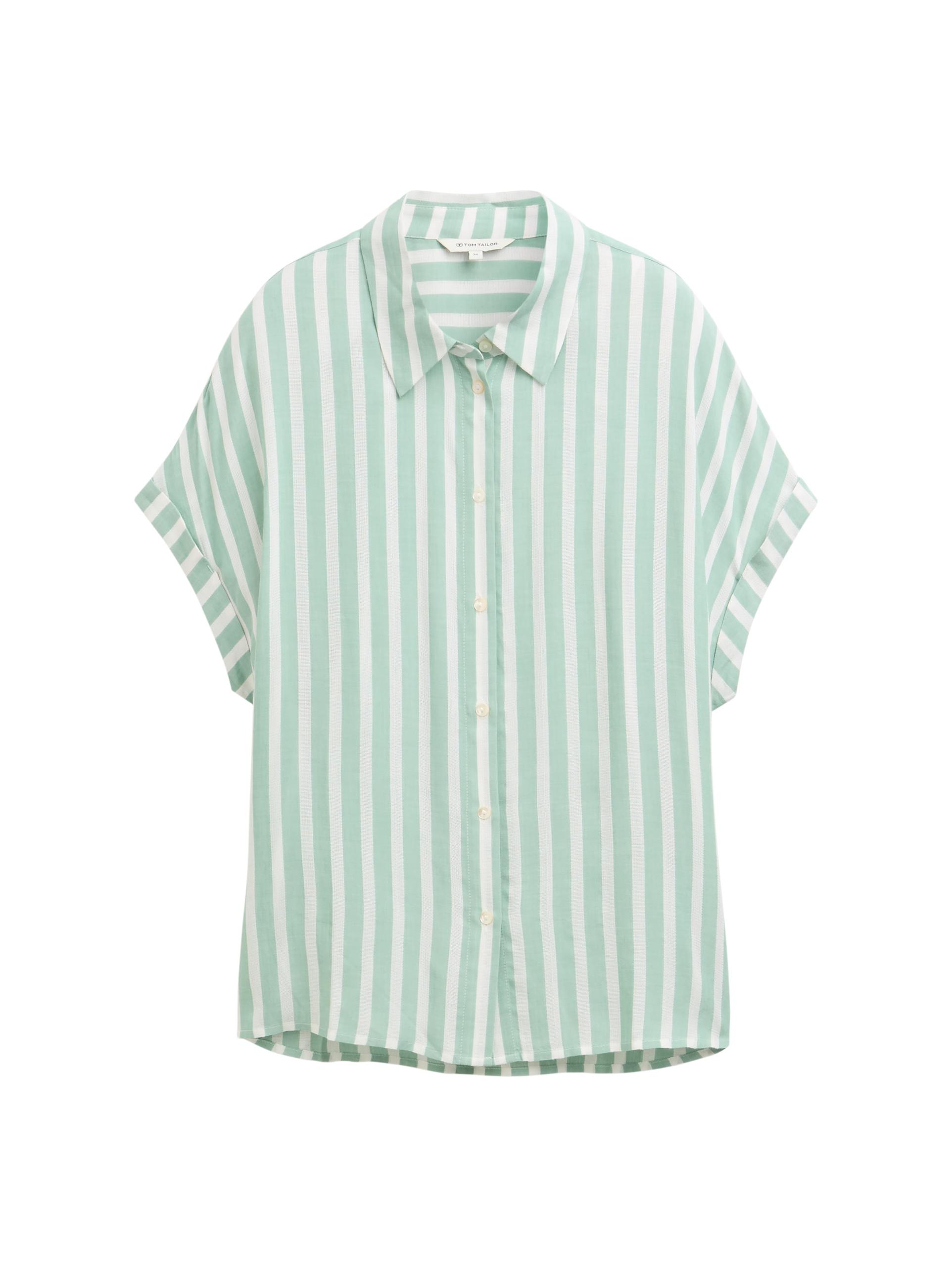 Loose Fit Bluse mit Streifenmuster 46 Loose Fit - Faded Green Off White Stripe