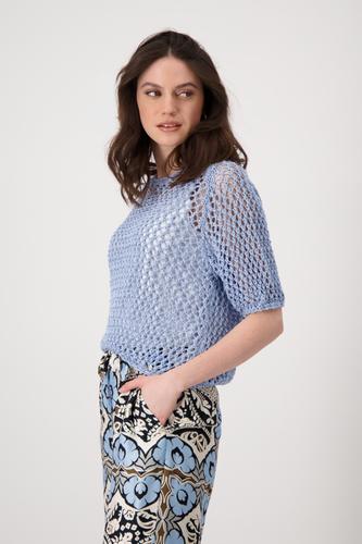 Kurzarm-Ajour-Pullover 38 - Blue Sky