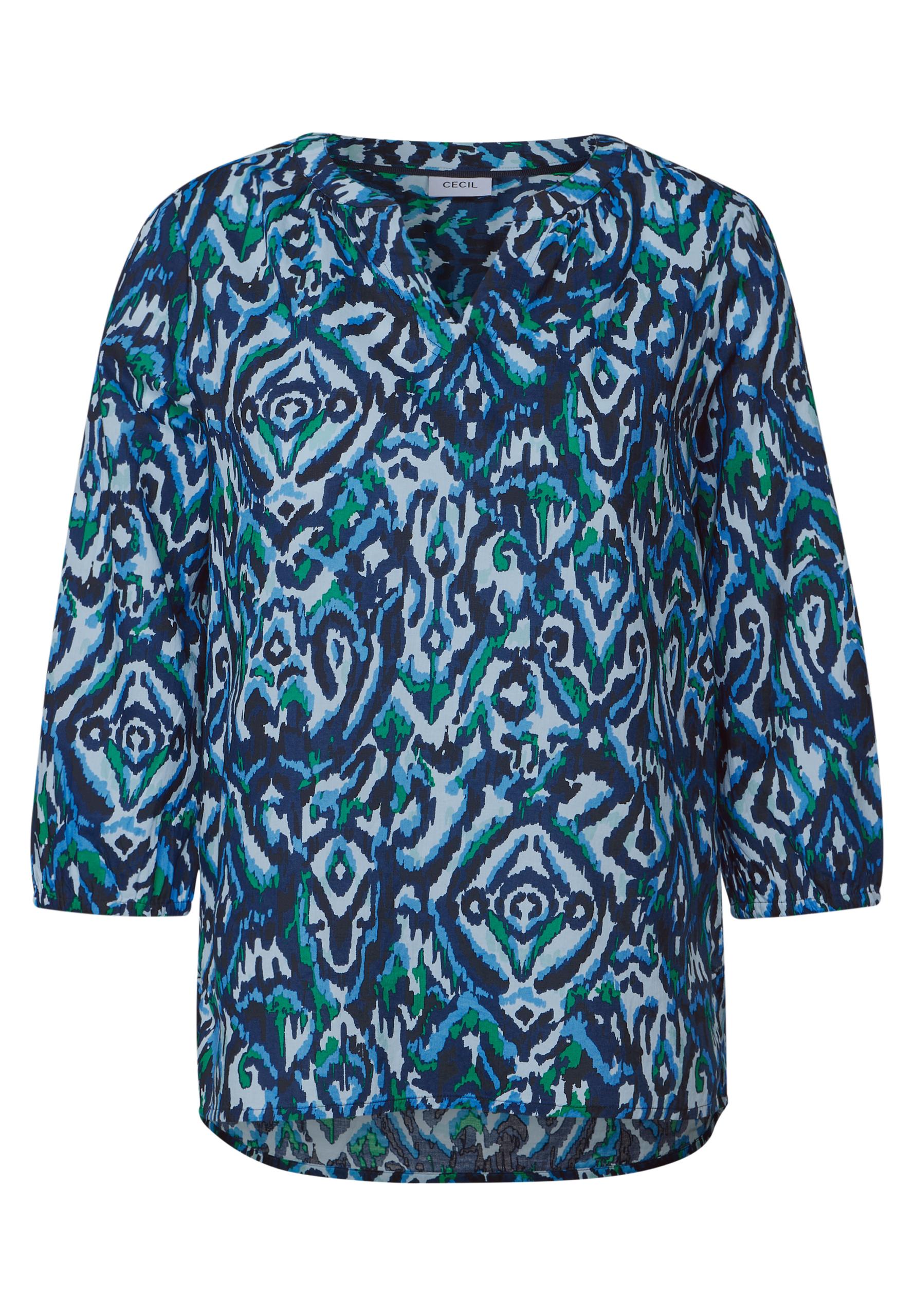 Bedruckte Baumwollbluse L - Universal Blue