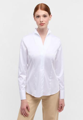 Satin Shirt Bluse Satingewebe Langarm 38/Langarm REGULAR FIT - Weiß