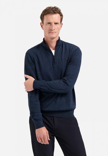 Pullover Half Zip 2 Coloured Melange XXL Regular Fit - Navy