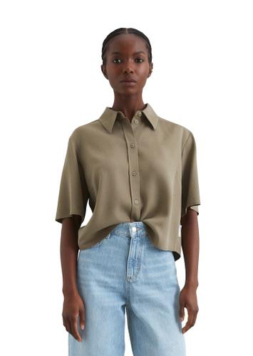 Crop-Bluse relaxed Grün XL