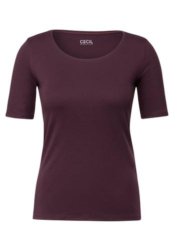 T-Shirt in Unifarbe L - Mulberry Red