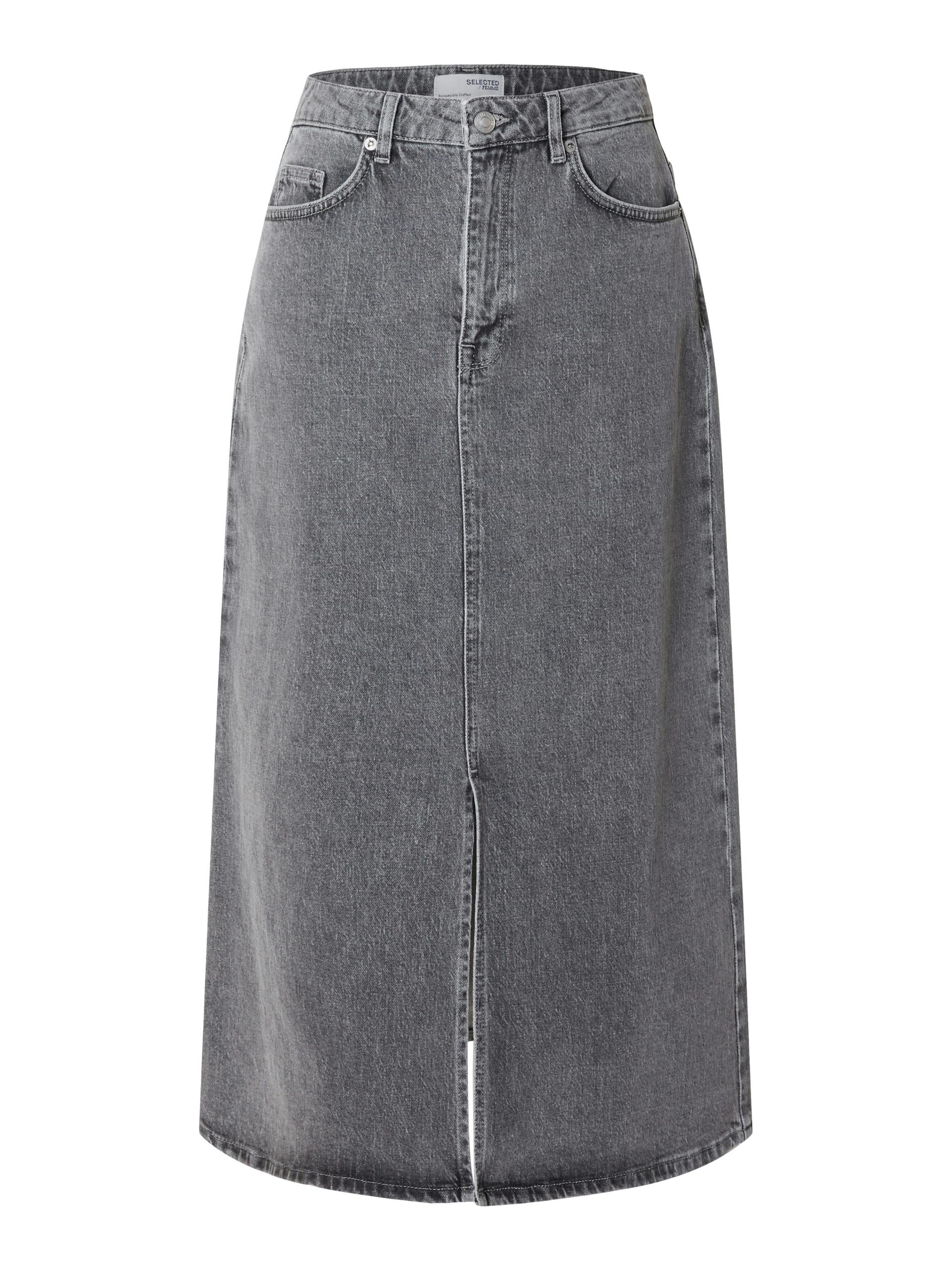 SLFKRISTA-GERDA HW L GREY MAX SKIRT NOOS 34 - Light Grey Denim