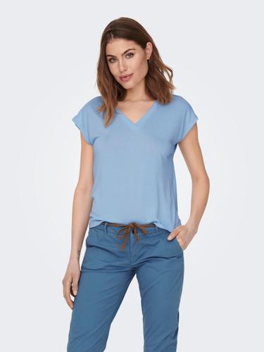 ONLFREE LIFE S/S MOD.V-NECK TOP JRS NOOS M Normal geschnitten - Cashmere Blue