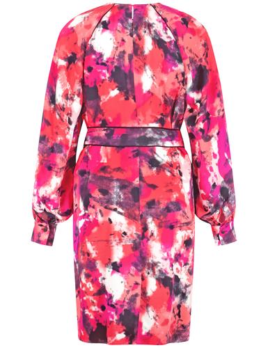 Gemustertes Kleid mit Bindegürtel 44 Figurumspielend - Geranium Gemustert
