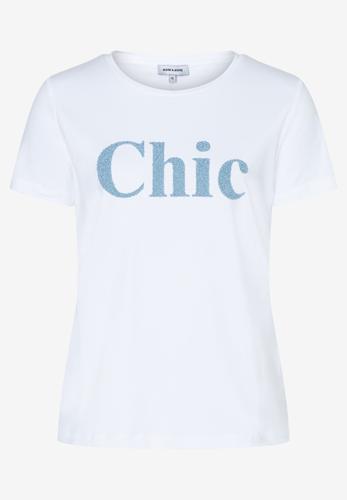 T-Shirt mit Perlenschriftzug 36 - Weiß