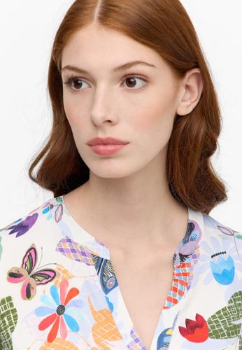 Bluse Viskose Kurzarm Blau 40/Kurzarm