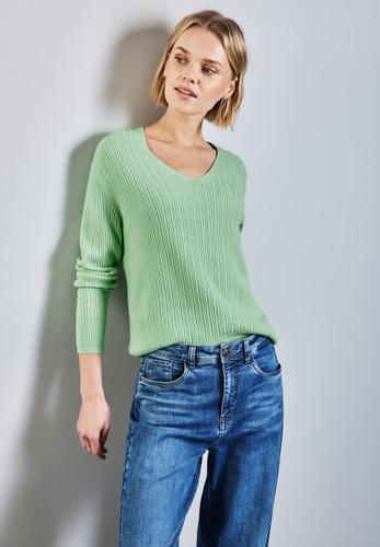 Kuscheliger V-Neck Pullover 36 - Milky Green Mel.