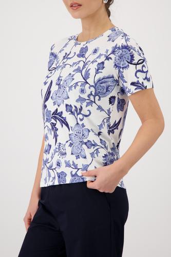T-Shirt mit Blumenmuster 42 - Marine Gemustert