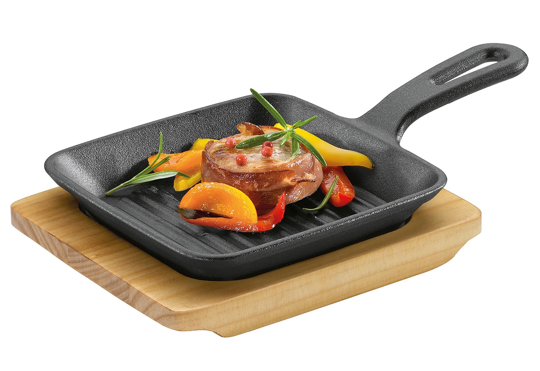 BBQ Grill- / Servierpfanne mit Stielgriff