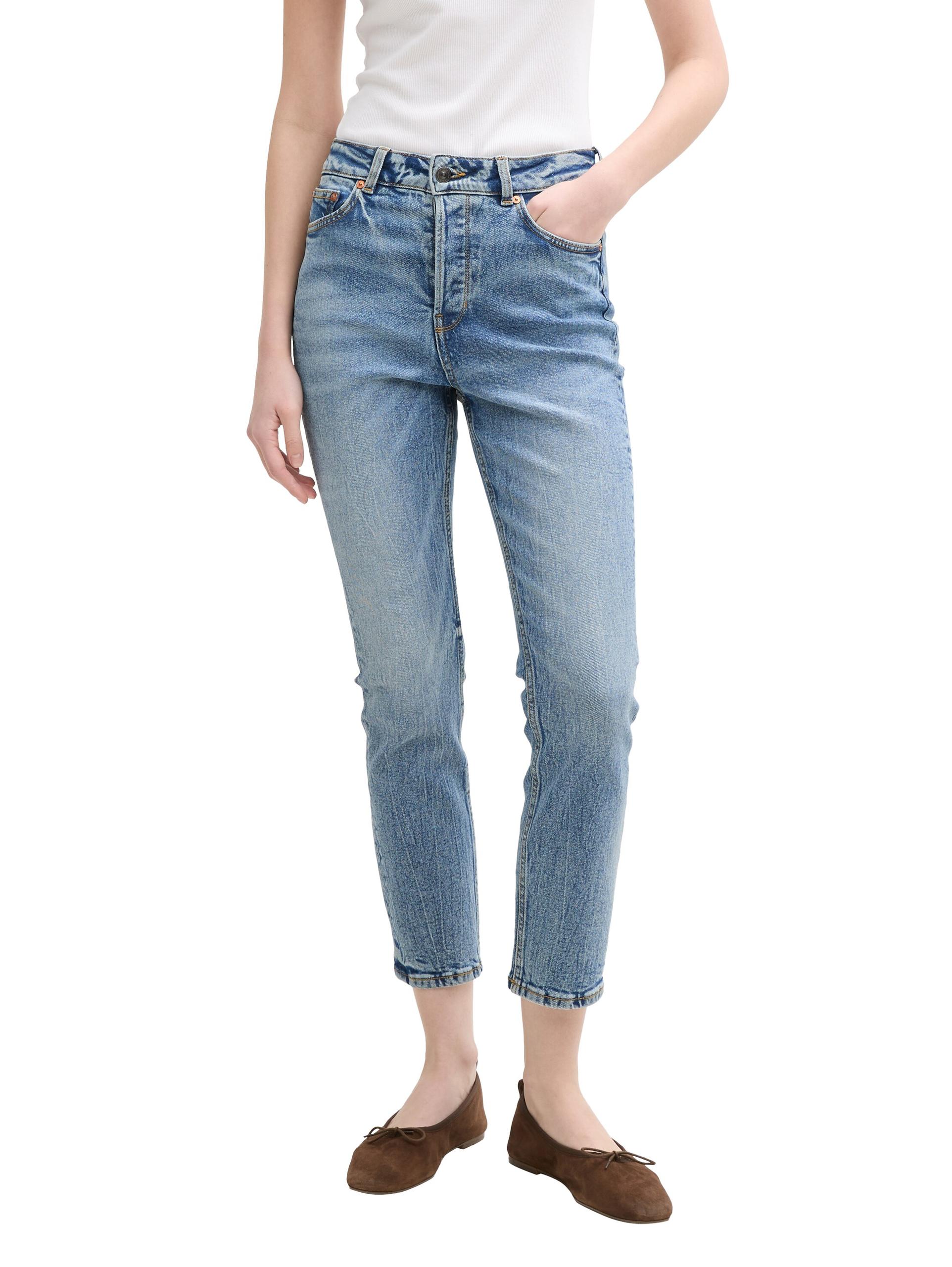 TTLOTTE SLIM STRAIGHT Jeans mit High Waist 28 Straight Fit - Used Mid Stone Blue Denim