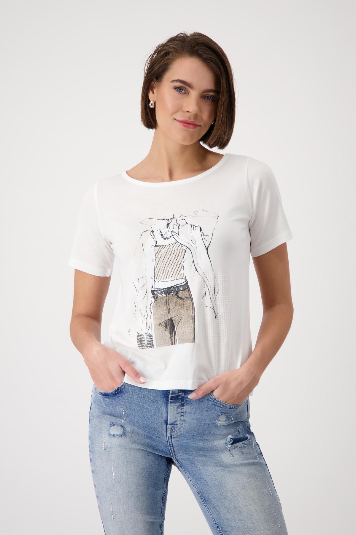 T-Shirt mit gezeichneter Frau 40 - Off-white
