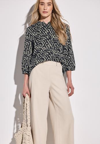 Print-Bluse mit Rüschen 36 - Black