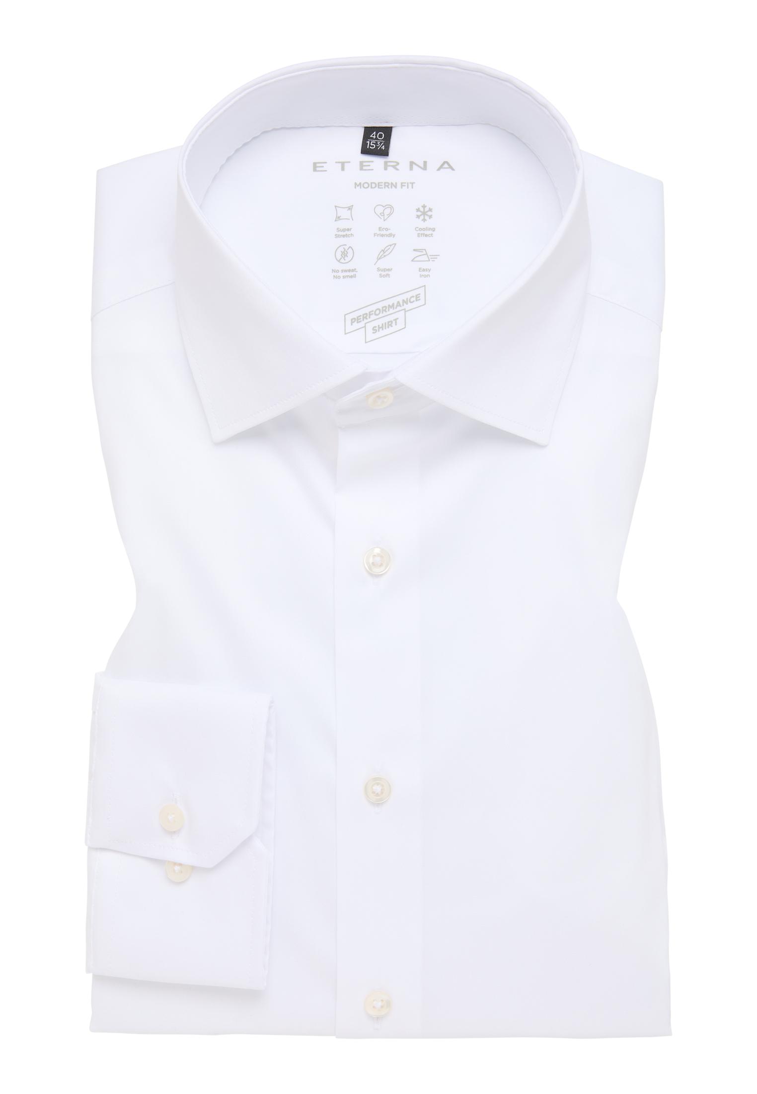 Performance Shirt Twill-Stretch Langarm 42/Langarm - 65cm MODERN FIT - Weiß