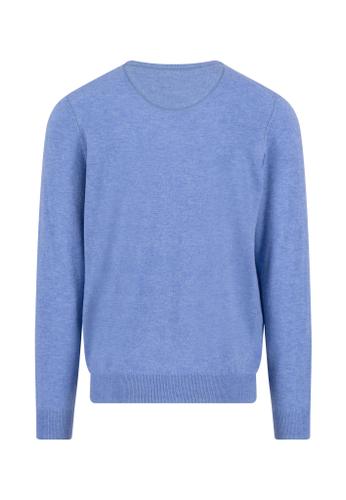 O-Neck, Merino Cashmere XL Casual Fit - Crystal Blue