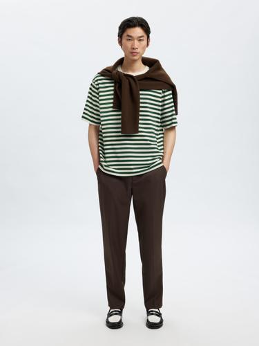 SLHRELAXDAN SS STRIPE TEE L Locker geschnitten - Dark Green