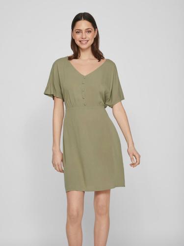 VIMOASHLY BUTTON S/S DRESS 40 Locker geschnitten - Oil Green