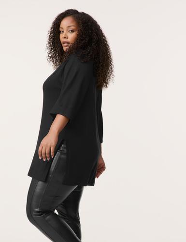 Langer Pullover mit 3/4 Arm 46 Gerade geschnitten | Lässige Passform - Black