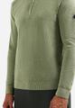 Pullover Half Zip Plated Structure Knit M Regular Fit - Light Moss