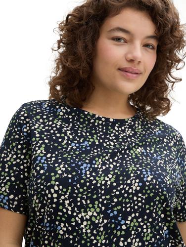 Plus Size - T-Shirt mit Print 46 Regular Fit - Multicolor Navy Dot Structure