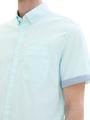 Chambray Kurzarmhemd XXXL Regular Fit - Turquoise White Structure