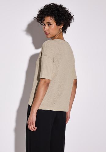 Strick-Look T-Shirt 36 - Cotton Beige