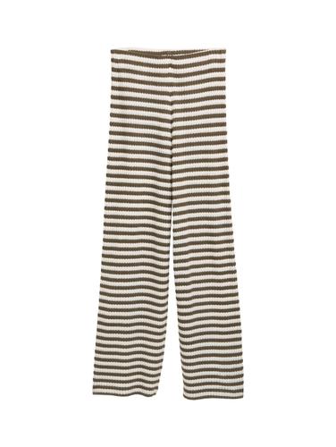 Wide Leg Strickhose L Wide Leg Fit - Olive White Stripe