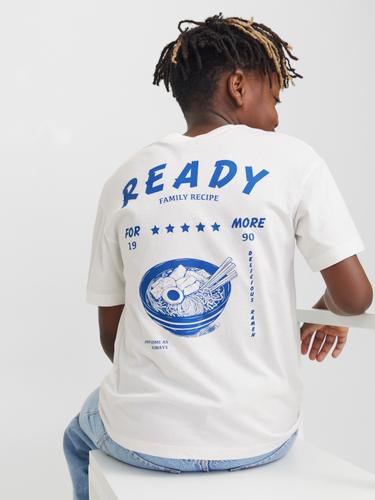 JJCHARGE PRINTED TEE SS CREW NECK JNR 152 Locker geschnitten - Cloud Dancer