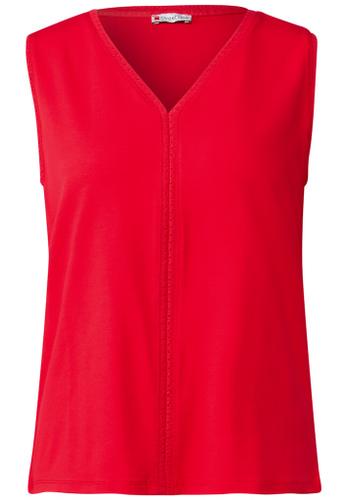 Jersey-Top mit Häkeldetails Rot 36
