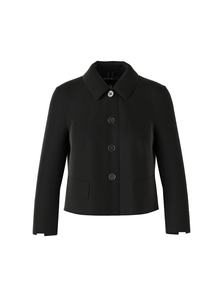 Kurze Jacke mit Kentkragen Schwarz 42