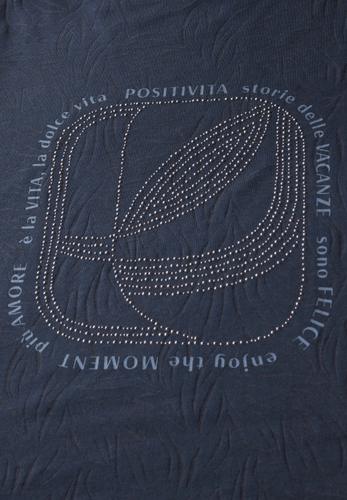 T-Shirt mit Schmucksteinen L - Urban Navy Blue
