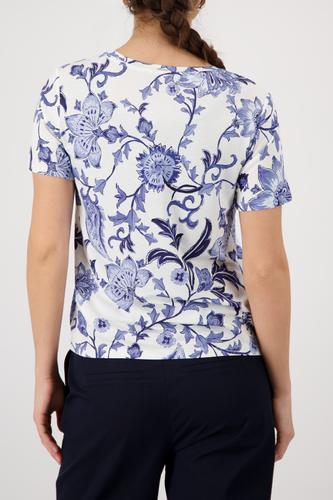 T-Shirt mit Blumenmuster 36 - Marine Gemustert
