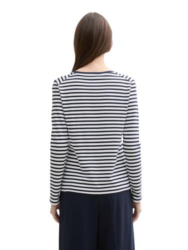 Langarmshirt mit Streifenmuster XL Regular Fit - Navy White Stripe