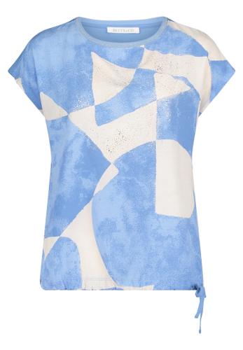 Patchwork-Shirt L Lässig - Blau/Weiß