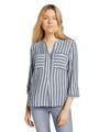 Gestreifte Bluse mit Taschen 36 Regular Fit - Offwhite Navy Vertical Stripe