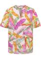 Bluse Leinwandgewebe Kurzarm 36/Kurzarm LOOSE FIT - Rosa