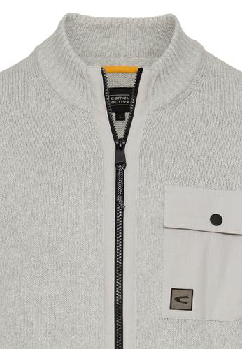 Strickjacke mit Stehkragen M Regular Fit - Stone Gray