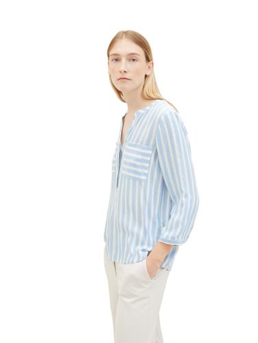 Bluse mit Streifenmuster 46 Regular Fit - Offwhite Blue Vertical Stripe