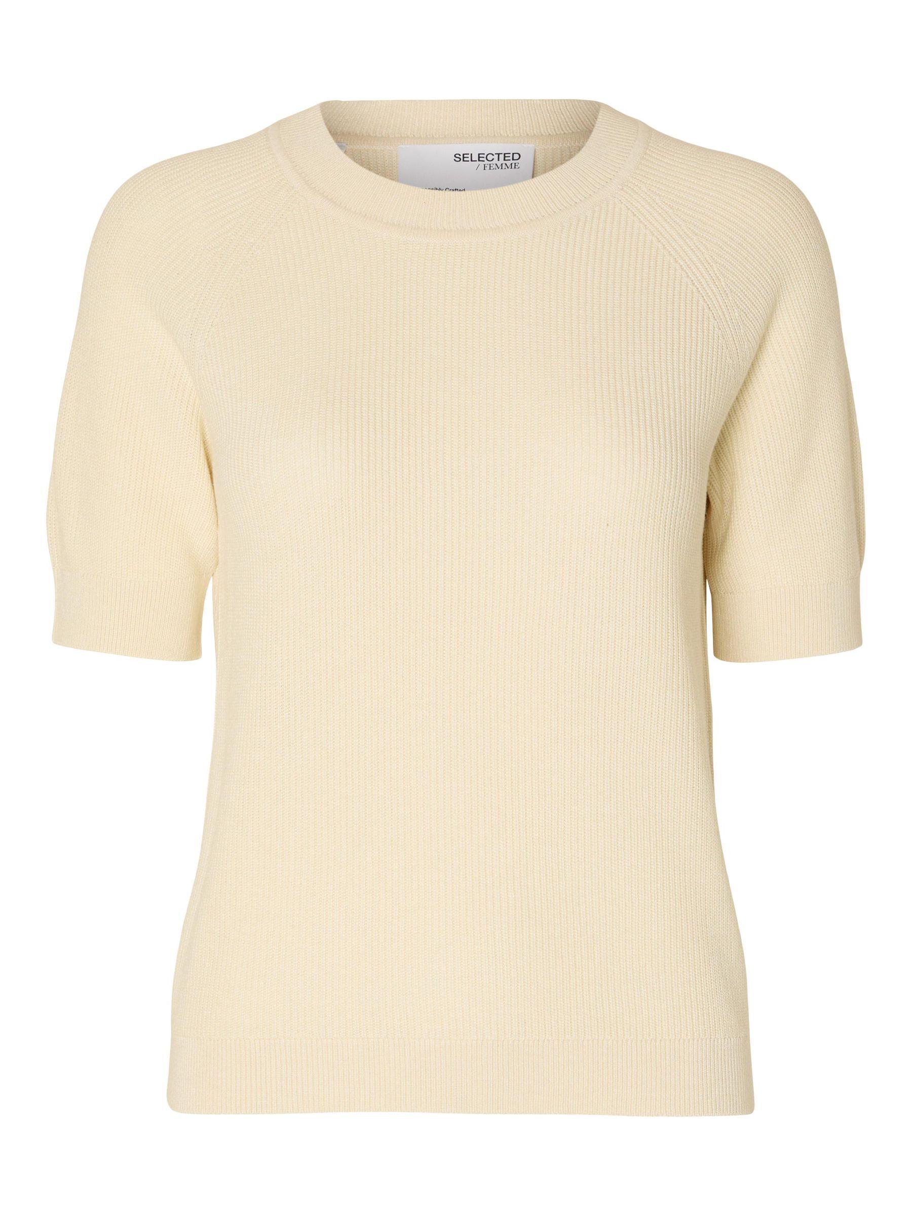SLFELINNA NEW SS KNIT TOP NOOS XL Normal geschnitten - Birch