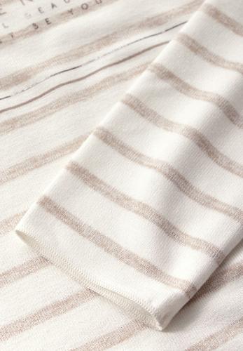 Folienprint Streifenshirt Beige 38