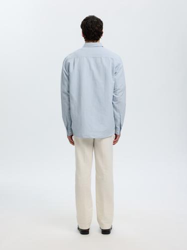 SLMREGCLAUS CLAY LINENBLEND LS SHT NOOS XL Normal geschnitten - Dusty Blue