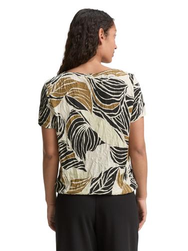 Crinkle T-Shirt mit Muster XXL Regular Fit - Neutral Cut Leaves Design