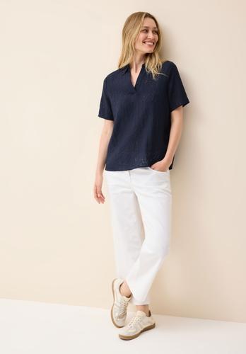 Blusenshirt mit Struktur - Dunkelblau / M