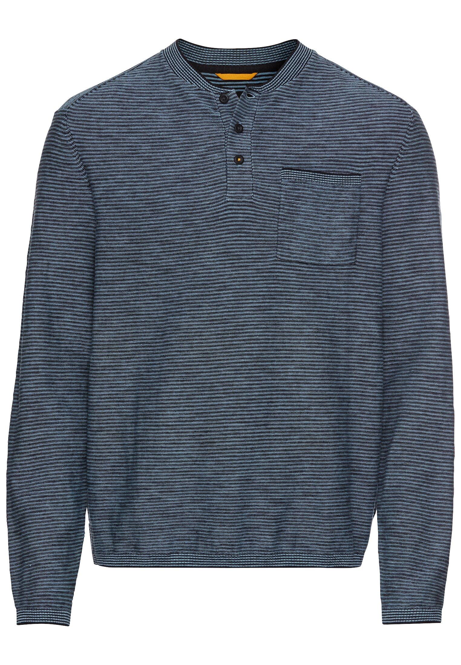 Henley Langarmshirt aus einem Baumwollmix Blau XXL