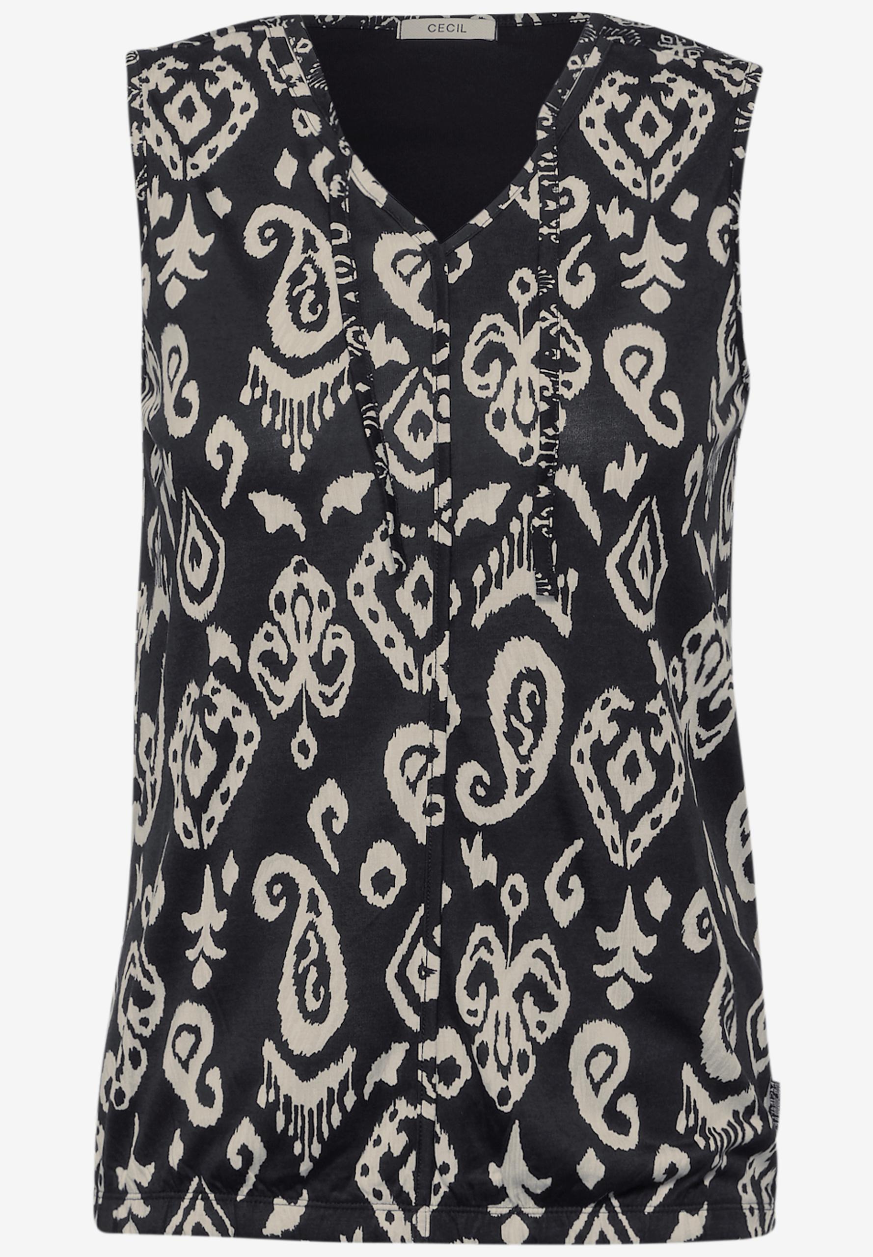 Top mit Ornament Print S - Black
