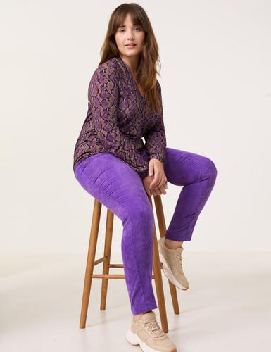 Langarmshirt mit farbigem Schlangenprint 46 Körpernahe Passform - Caramel Gemustert