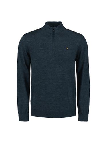 Pullover Half Zip 2 Coloured Melange Blau XL