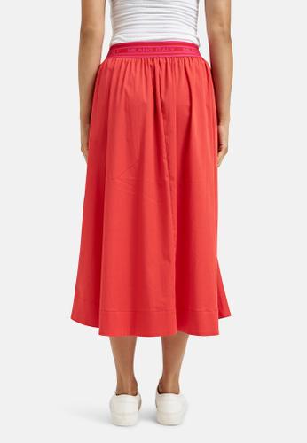 Midiskirt w elastic waistband Rot 34