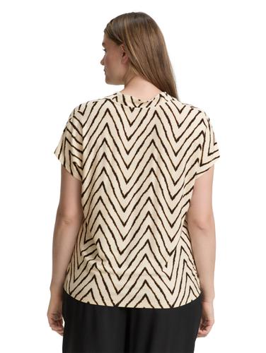 Plus Size - T-Shirt mit V-Ausschnitt 46 Regular Fit - Natural Zig Zag Design